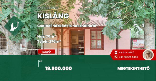 Eladó üzlethelyiség, Kislángon 19.9 M Ft, 2+1 szobás