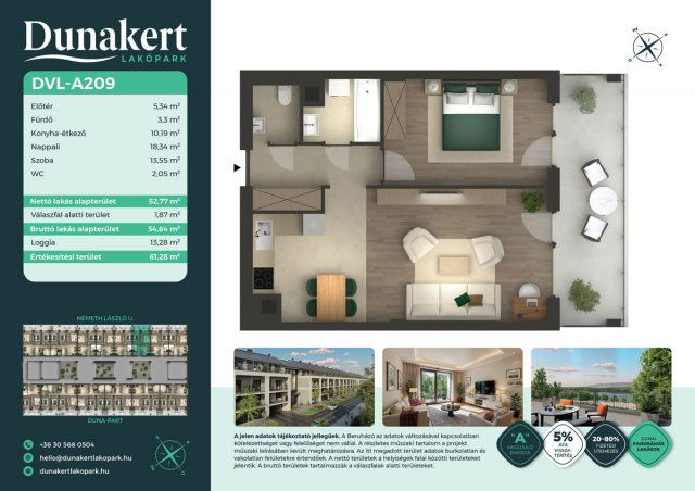 Eladó téglalakás, Vácon, Németh László utcában 69.77 M Ft