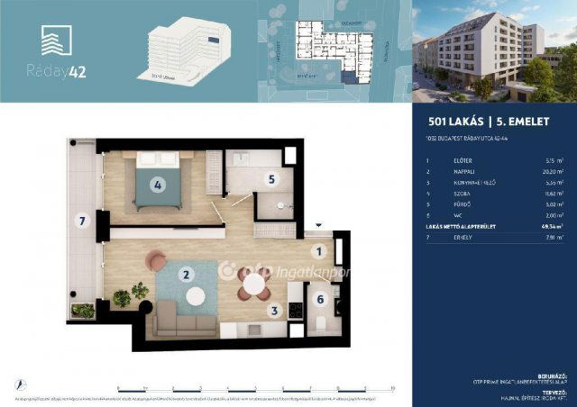 Eladó téglalakás, Budapesten, IX. kerületben 120 M Ft, 2 szobás