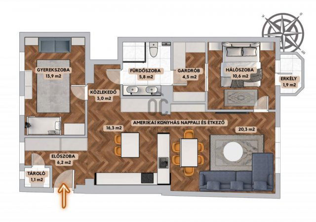 Eladó téglalakás, Budapesten, I. kerületben 209 M Ft, 3 szobás