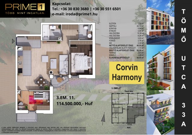 Eladó téglalakás, Budapesten, XVIII. kerületben 114.5 M Ft