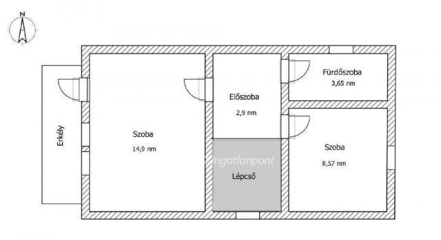 Eladó téglalakás, Kunszentmártonban 33.9 M Ft, 1+2 szobás