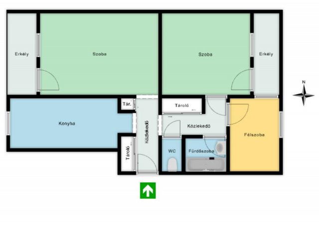 Eladó téglalakás, Hajdúnánáson 46 M Ft, 2+1 szobás