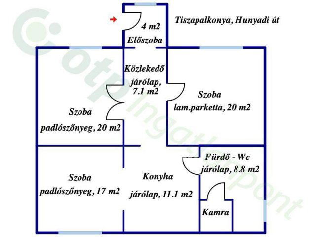 Eladó családi ház, Tiszapalkonyán 12 M Ft, 3 szobás