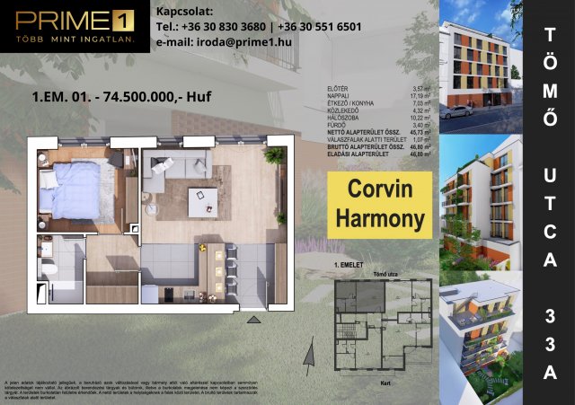 Eladó téglalakás, Budapesten, VIII. kerületben, Tömő utcában