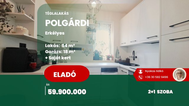 Eladó téglalakás, Polgárdin 59.9 M Ft, 2+1 szobás