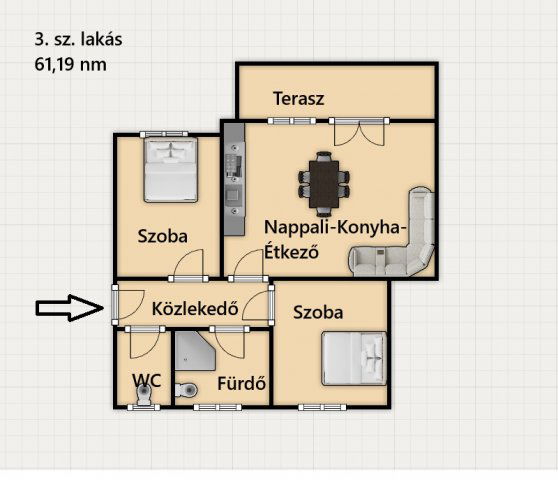 Eladó téglalakás, Cserkeszőlőn 51.555 M Ft, 3 szobás