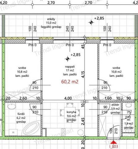 Eladó téglalakás, Győrött 60.449 M Ft, 3 szobás