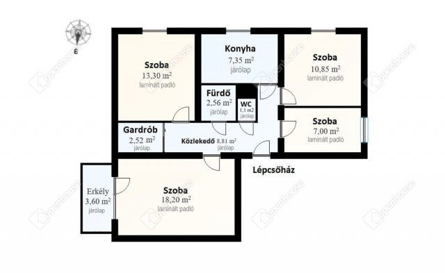 Eladó panellakás, Miskolcon 44.9 M Ft, 3+1 szobás