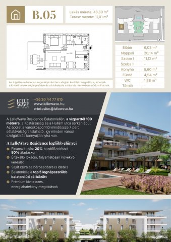 Eladó téglalakás, Balatonlelleén 86.95 M Ft, 2 szobás
