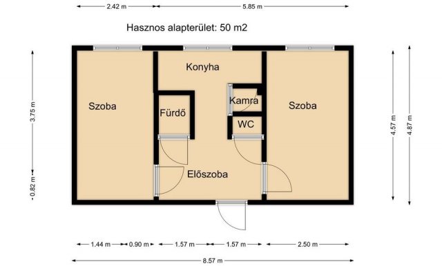 Eladó panellakás, Komáromban 43.9 M Ft, 2 szobás