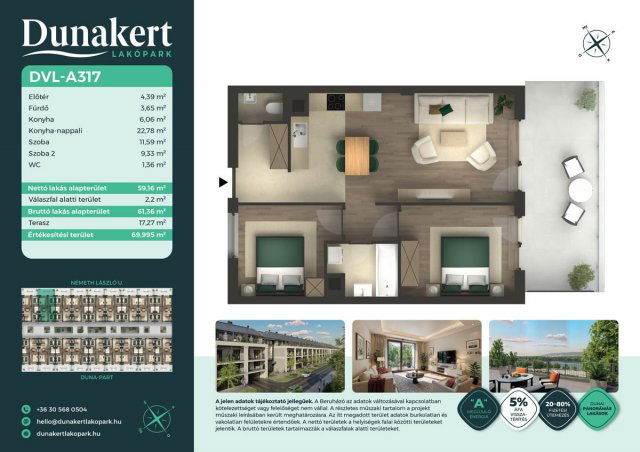 Eladó téglalakás, Vácon, Németh László utcában 83.49 M Ft