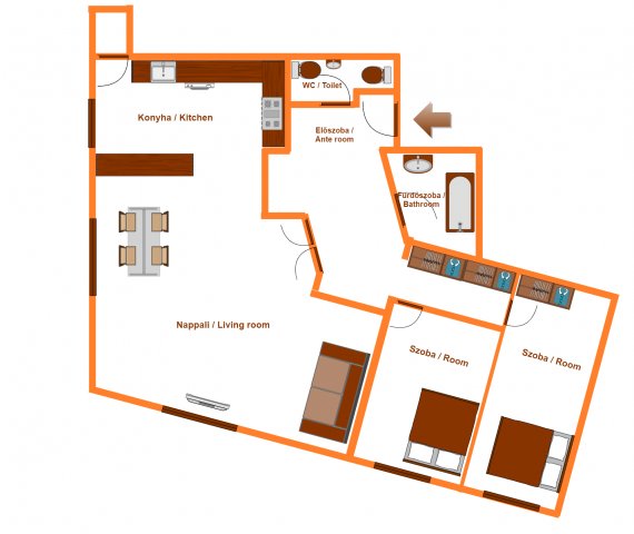 Kiadó téglalakás, albérlet, Budapesten, V. kerületben, 3 szobás