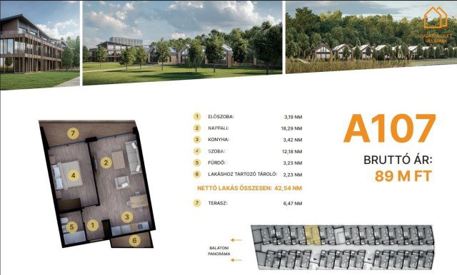 Eladó téglalakás, Balatonföldváron 89 M Ft, 2 szobás