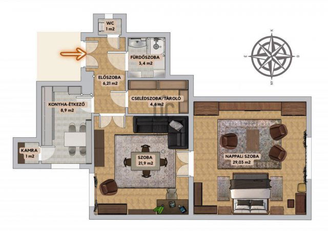 Eladó téglalakás, Budapesten, II. kerületben 90 M Ft, 2 szobás