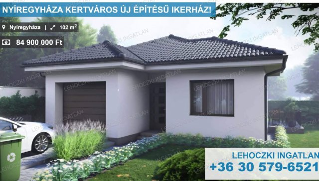 Eladó ikerház, Nyíregyházán 84.9 M Ft, 4 szobás
