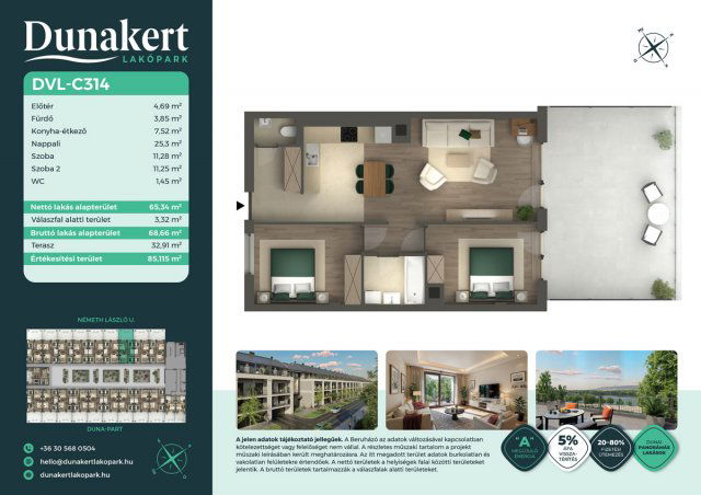 Eladó téglalakás, Vácon, Németh László utcában 83.77 M Ft