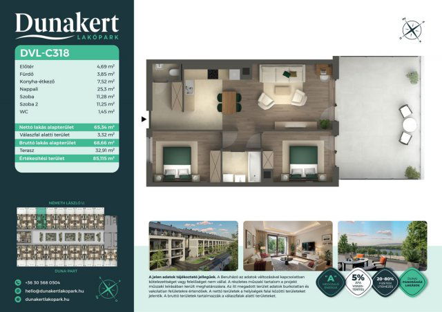 Eladó téglalakás, Vácon, Németh László utcában 84.99 M Ft