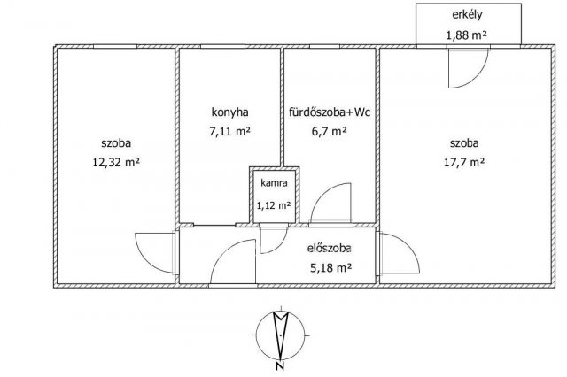 Eladó téglalakás, Pécsett 52.3 M Ft, 2 szobás