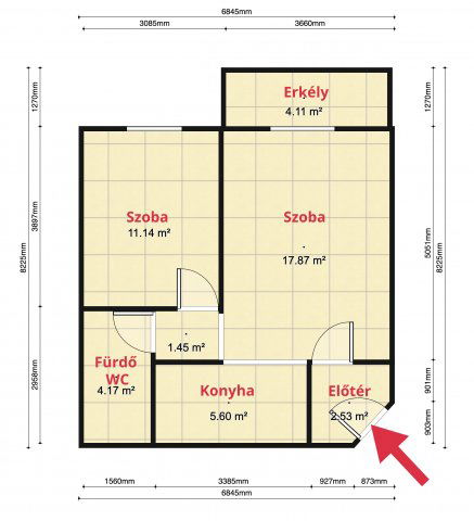 Eladó téglalakás, Budapesten, VIII. kerületben 75 M Ft, 2 szobás