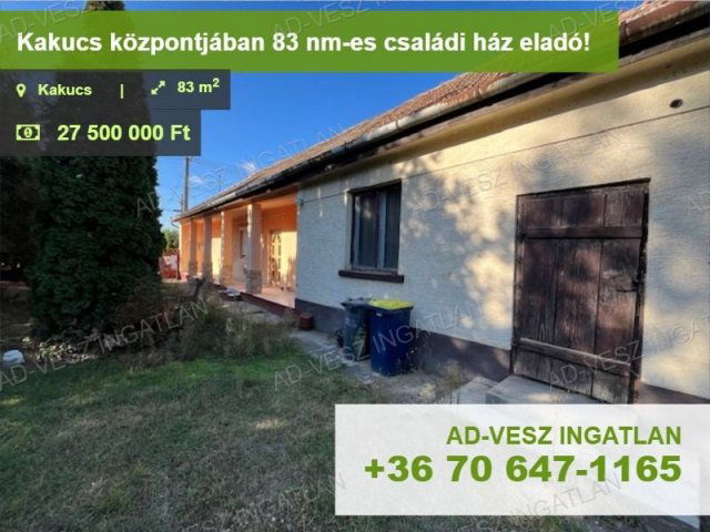 Eladó családi ház, Kakucson 27.5 M Ft, 2 szobás
