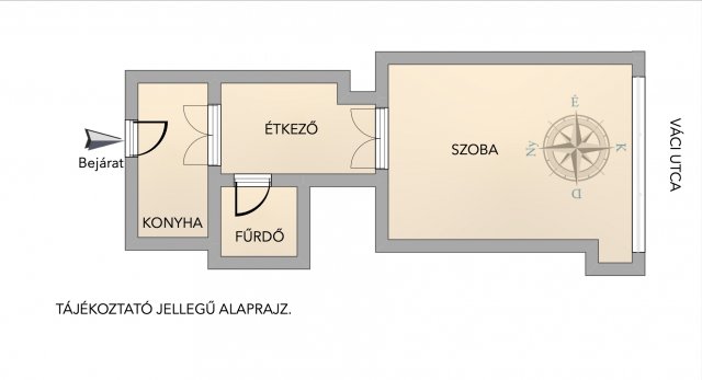 Kiadó téglalakás, albérlet, Budapesten, V. kerületben, 1 szobás