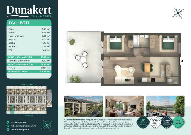 Eladó téglalakás, Vácon, Németh László utcában 91.49 M Ft