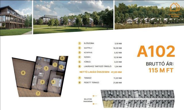 Eladó téglalakás, Balatonföldváron 115 M Ft, 2 szobás