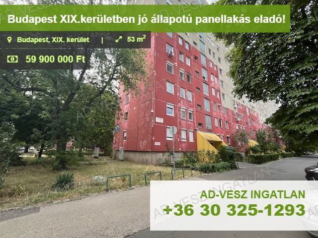 Eladó panellakás, Budapesten, XIX. kerületben 59.9 M Ft