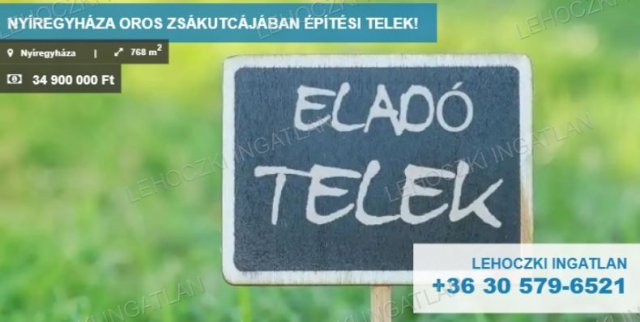 Eladó telek, Nyíregyházán 34.9 M Ft / költözzbe.hu