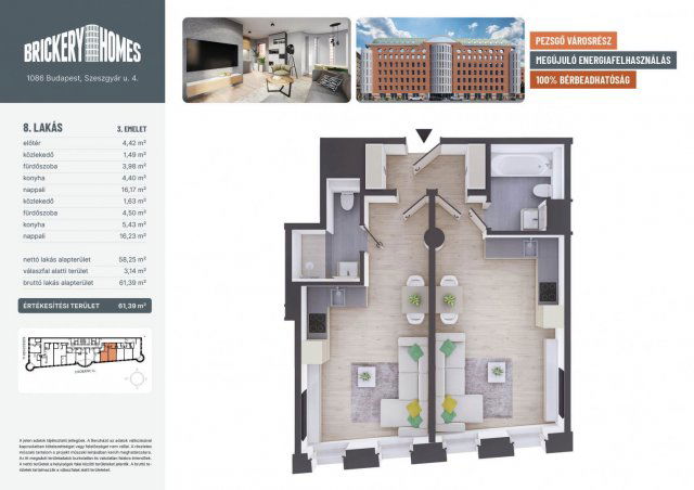 Eladó téglalakás, VIII. kerületben, Szeszgyár utcában