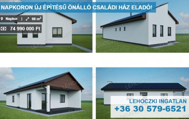 Eladó családi ház, Napkoron 74.99 M Ft, 4 szobás