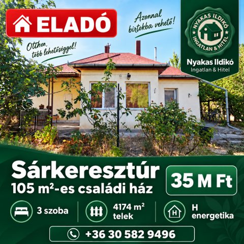Eladó családi ház, Sárkeresztúron 35 M Ft, 3 szobás