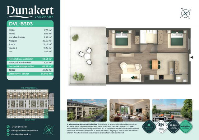 Eladó téglalakás, Vácon, Németh László utcában 93.99 M Ft