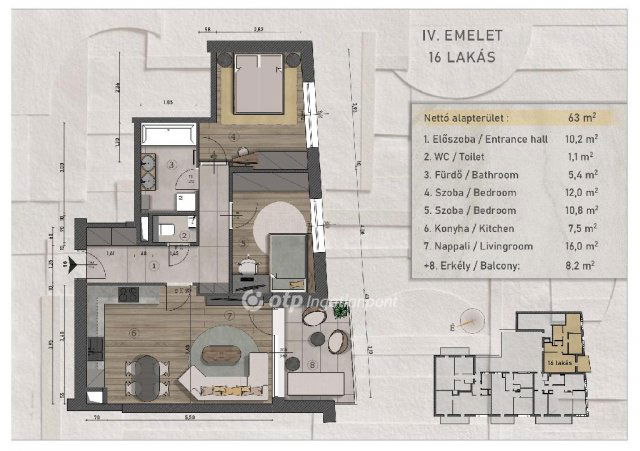 Eladó téglalakás, Budapesten, XIII. kerületben 99.87 M Ft