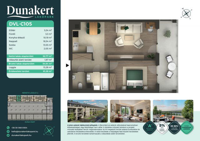 Eladó téglalakás, Vácon, Németh László utcában 70.99 M Ft