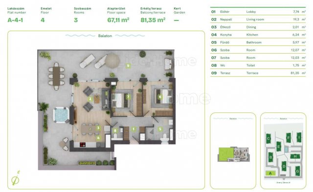 Eladó téglalakás, Balatonszemesen 198.15 M Ft, 3 szobás