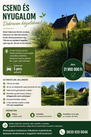 Eladó családi ház, Debrecenben 21.9 M Ft, 2 szobás