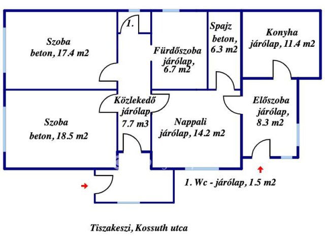 Eladó családi ház, Tiszakeszin 18 M Ft, 3 szobás