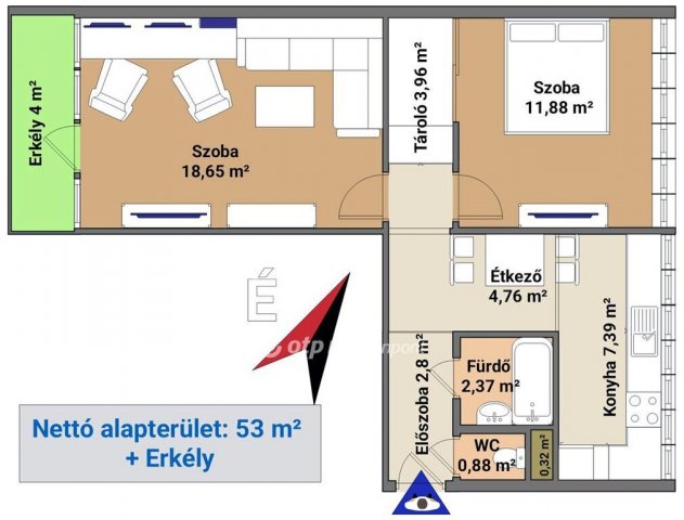 Eladó panellakás, Debrecenben 68.9 M Ft, 2 szobás