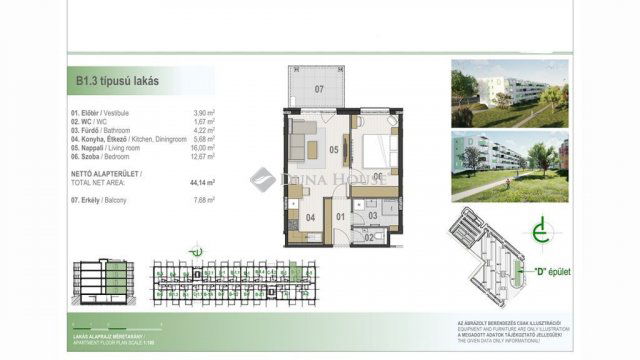 Eladó téglalakás, Debrecenben 62.374 M Ft, 2 szobás