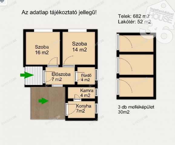 Eladó családi ház, Kocséren 17.5 M Ft, 2 szobás
