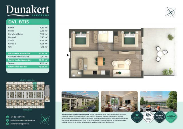 Eladó téglalakás, Vácon, Németh László utcában 80.49 M Ft