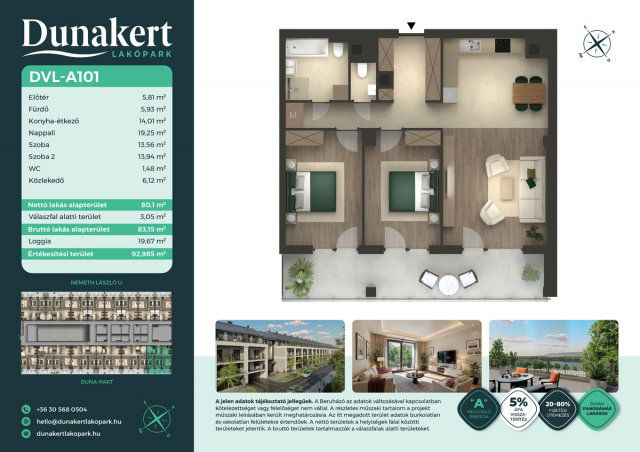 Eladó téglalakás, Vácon, Németh László utcában 93.79 M Ft