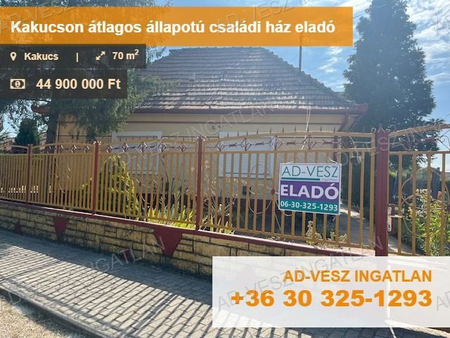 Eladó családi ház, Kakucson 44.9 M Ft, 2 szobás