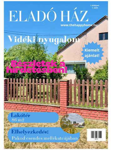 Eladó családi ház, Pakodon 43.9 M Ft, 3 szobás