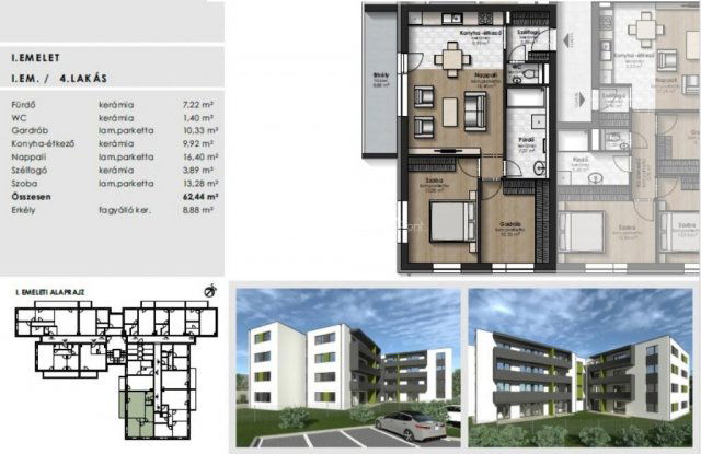 Eladó téglalakás, Szombathelyen 64.9 M Ft, 3 szobás