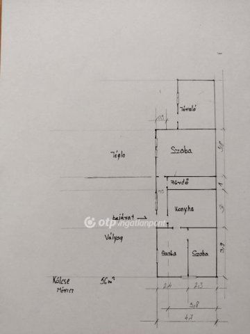 Eladó családi ház, Kölcsén 12.25 M Ft, 1+2 szobás