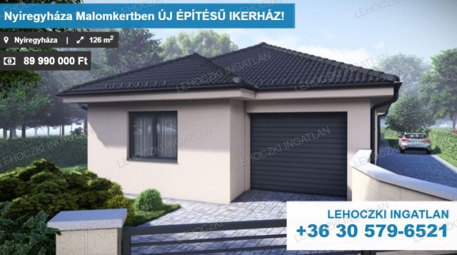 Eladó ikerház, Nyíregyházán 89.99 M Ft, 2 szobás