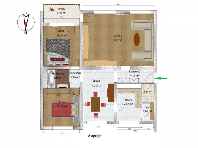 Eladó téglalakás, Szegeden 120 M Ft, 3 szobás
